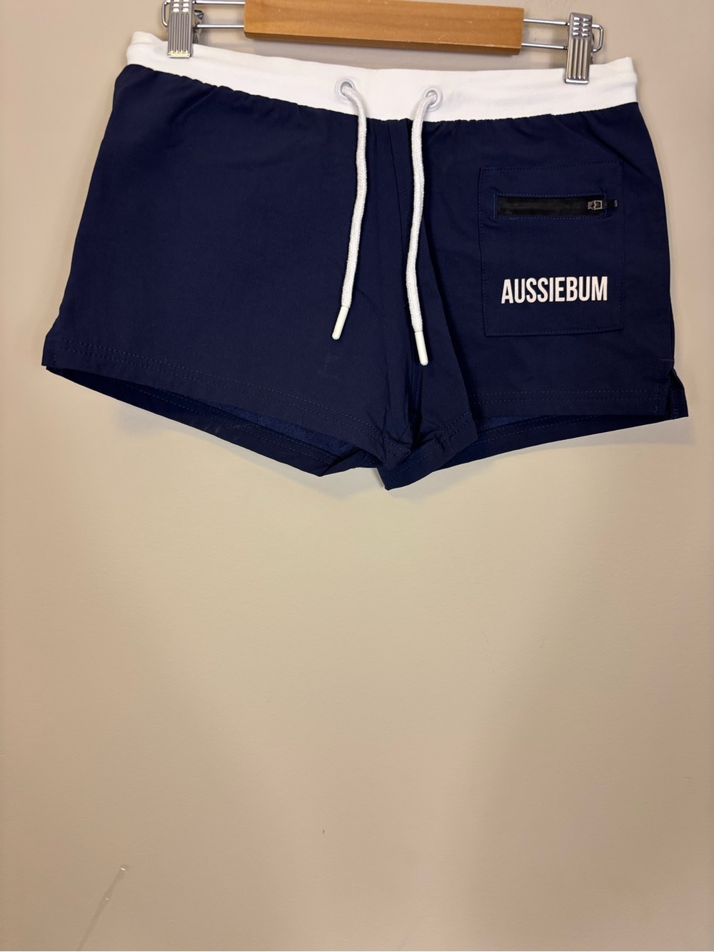 Aussiebum Women's Navy Athletic Shorts with White Waistband Women’s Small